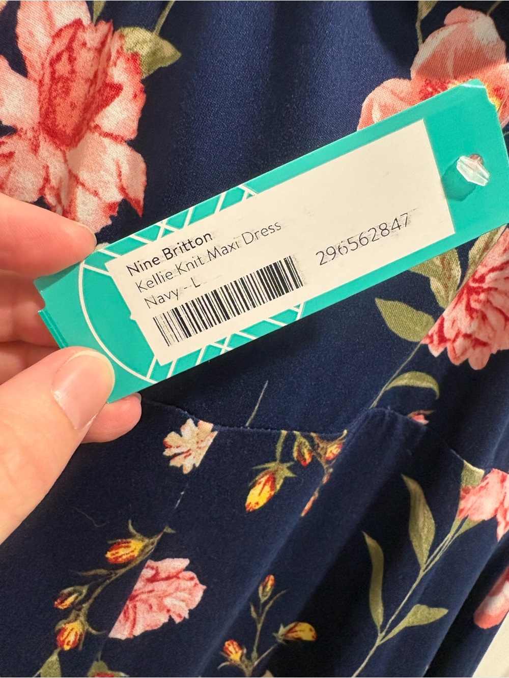 NWT Nine Britton Kellie Floral Maxi Dress Navy L - Picture 7 of 8